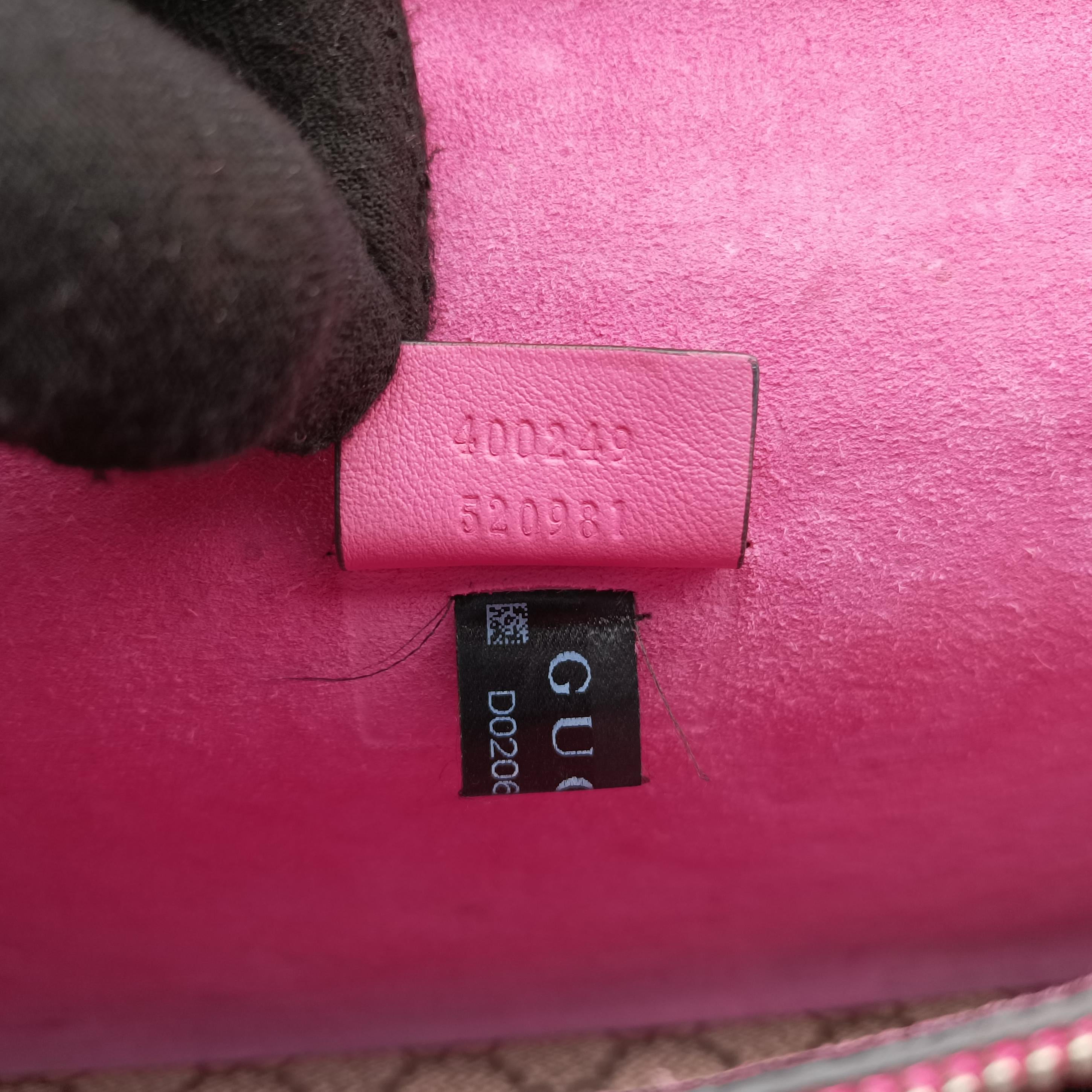 Pre-owned Gucci Dionysus Brown×pink PVC coated canvas 400249 shoulderbag | stylenewstar