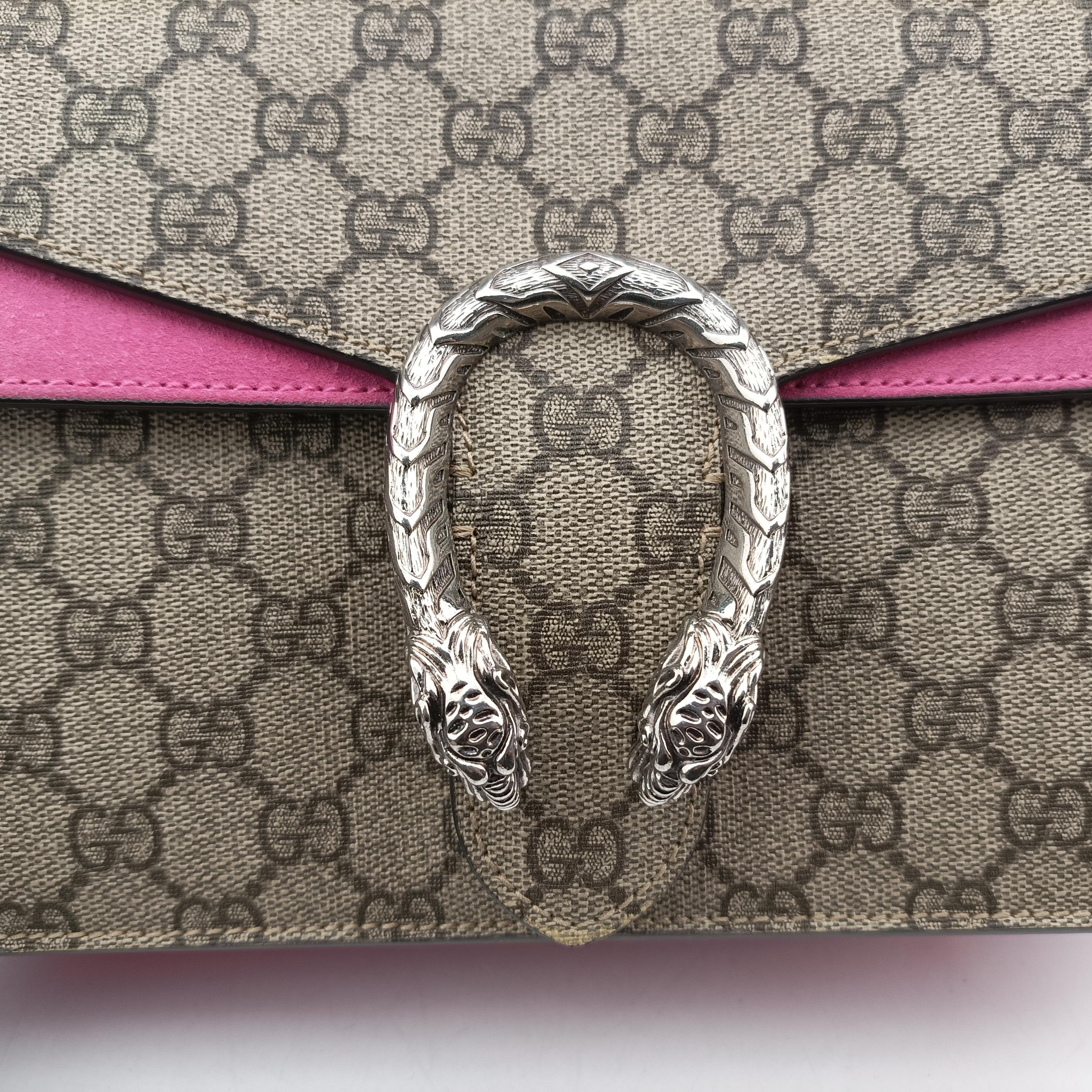 Pre-owned Gucci Dionysus Brown×pink PVC coated canvas 400249 shoulderbag | stylenewstar