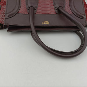 Secondhand Celine Luggage Micro shopper Black x Red x Multicolor snakeskin × leather  handbag | stylenewstar