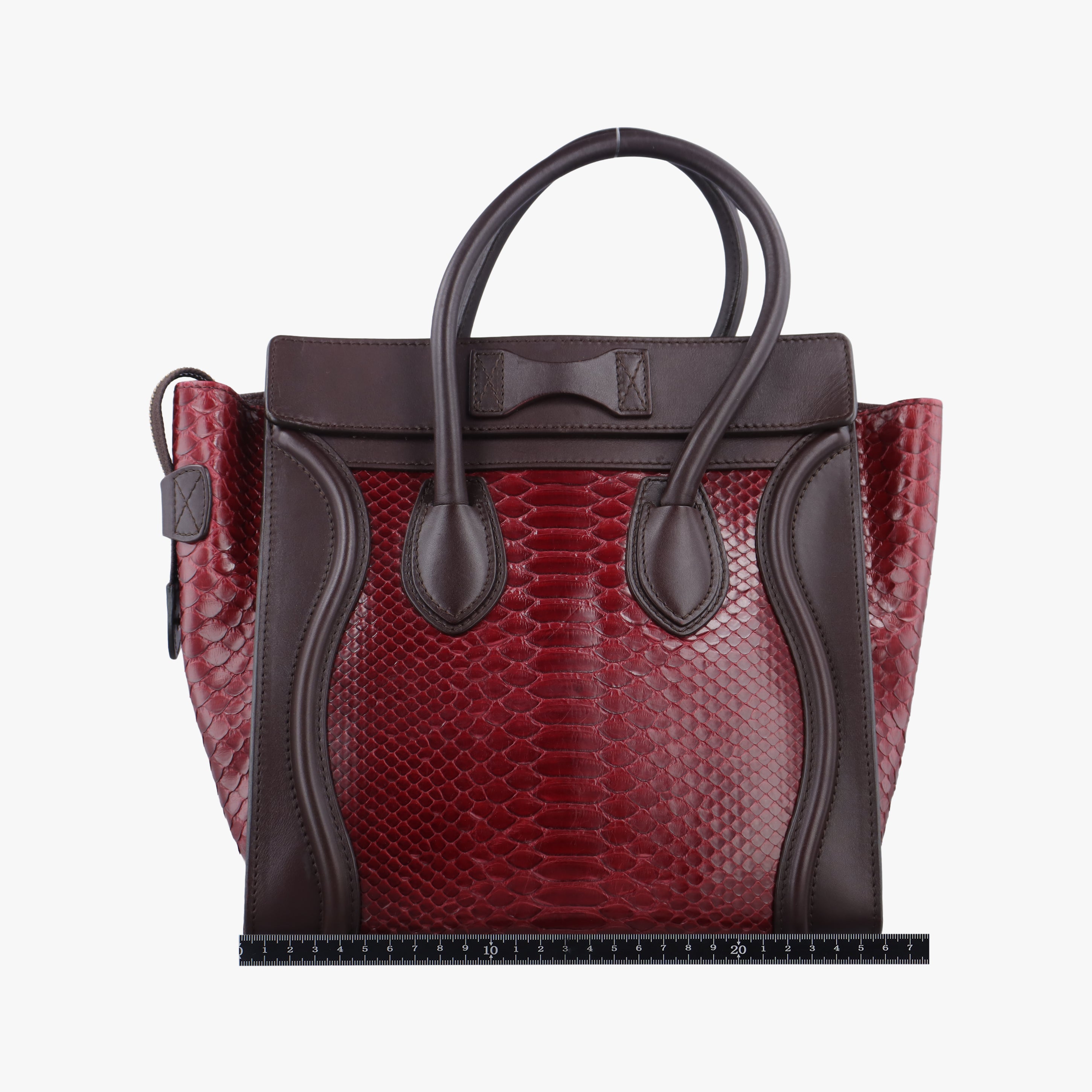 Secondhand Celine Luggage Micro shopper Black x Red x Multicolor snakeskin × leather  handbag | stylenewstar