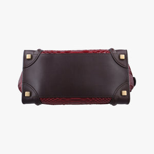 Secondhand Celine Luggage Micro shopper Black x Red x Multicolor snakeskin × leather  handbag | stylenewstar