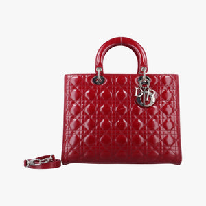 Pre-owned Christian Dior Lady Dior Red patent  shoulderbag | stylenewstar