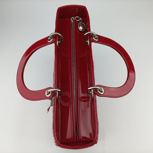 Pre-owned Christian Dior Lady Dior Red patent  shoulderbag | stylenewstar