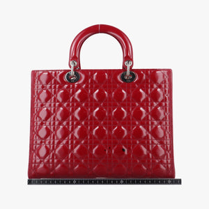 Pre-owned Christian Dior Lady Dior Red patent  shoulderbag | stylenewstar
