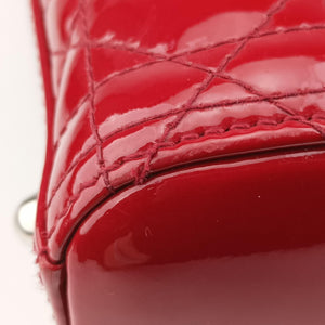 Pre-owned Christian Dior Lady Dior Red patent  shoulderbag | stylenewstar
