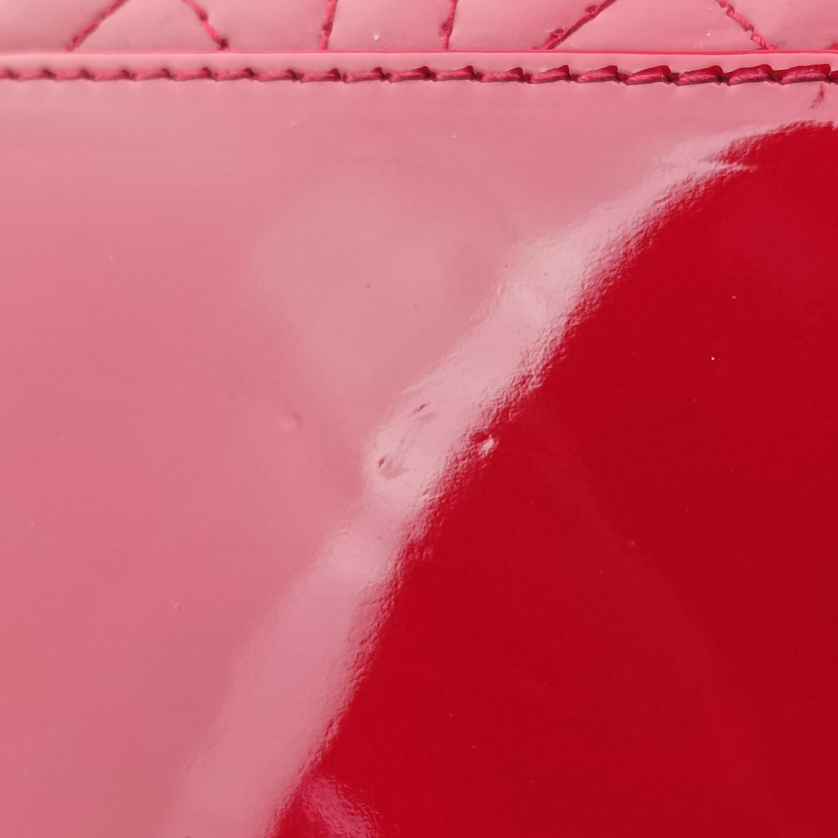 Pre-owned Christian Dior Lady Dior Red patent  shoulderbag | stylenewstar