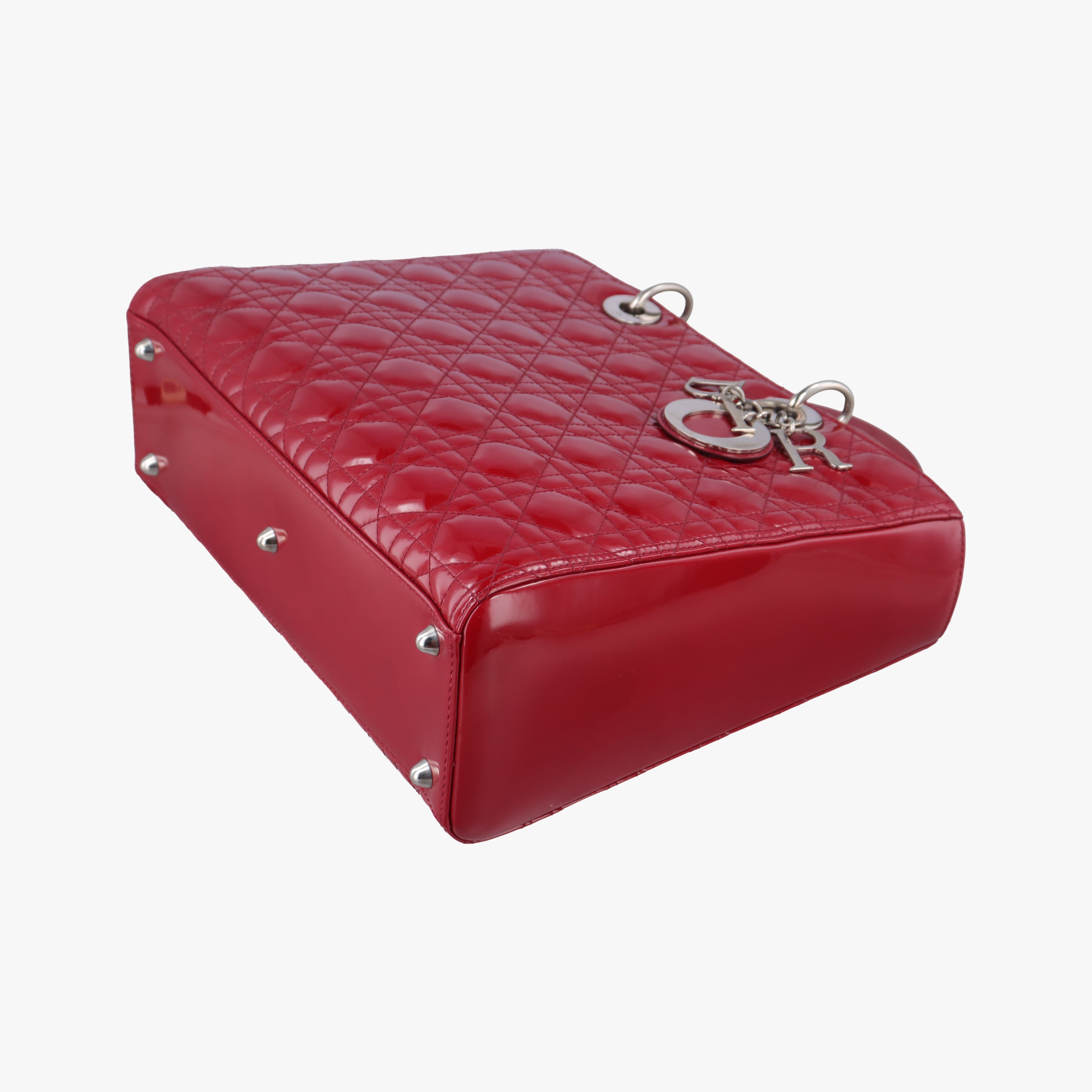 Pre-owned Christian Dior Lady Dior Red patent  shoulderbag | stylenewstar