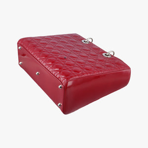 Pre-owned Christian Dior Lady Dior Red patent  shoulderbag | stylenewstar