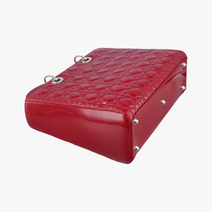 Pre-owned Christian Dior Lady Dior Red patent  shoulderbag | stylenewstar
