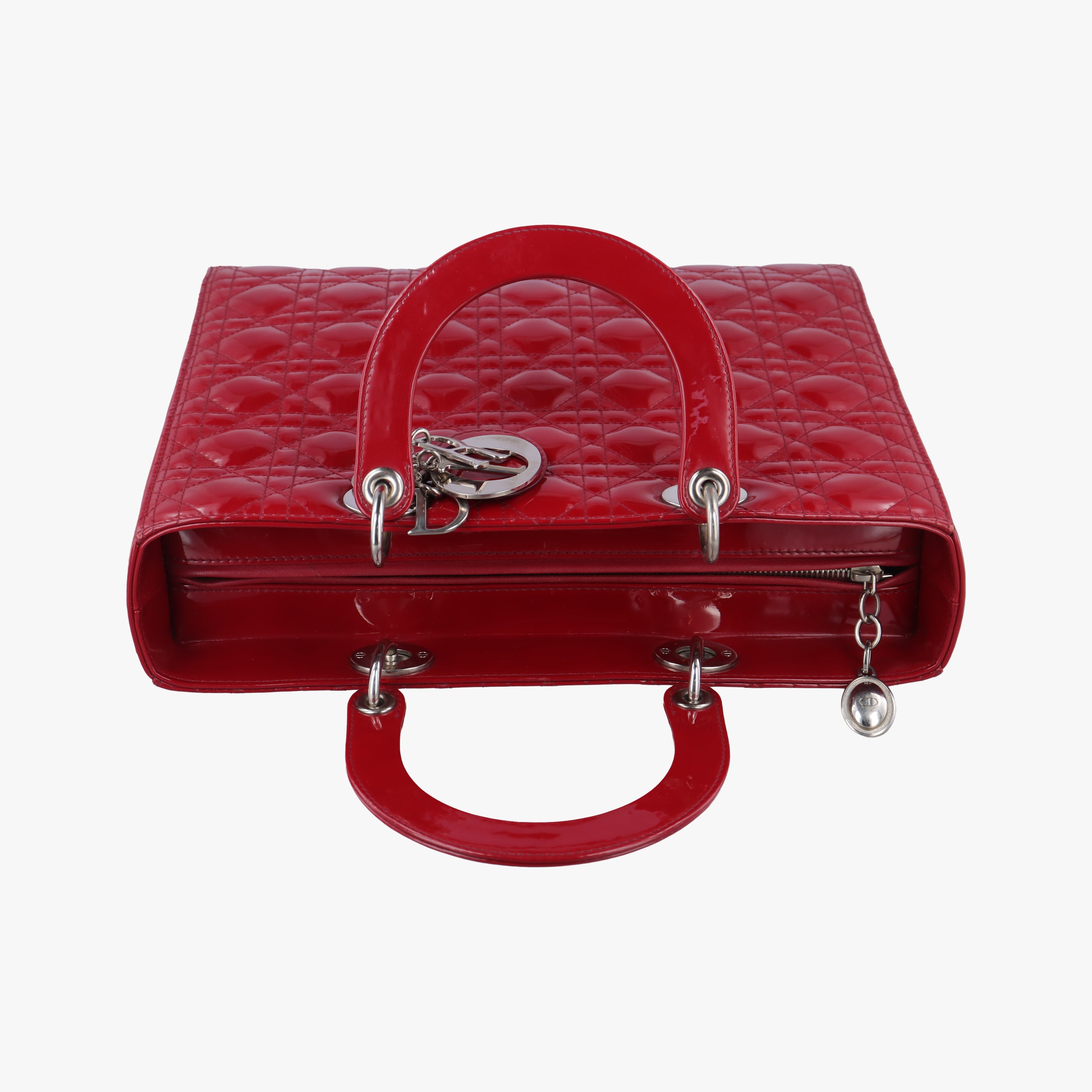 Pre-owned Christian Dior Lady Dior Red patent  shoulderbag | stylenewstar