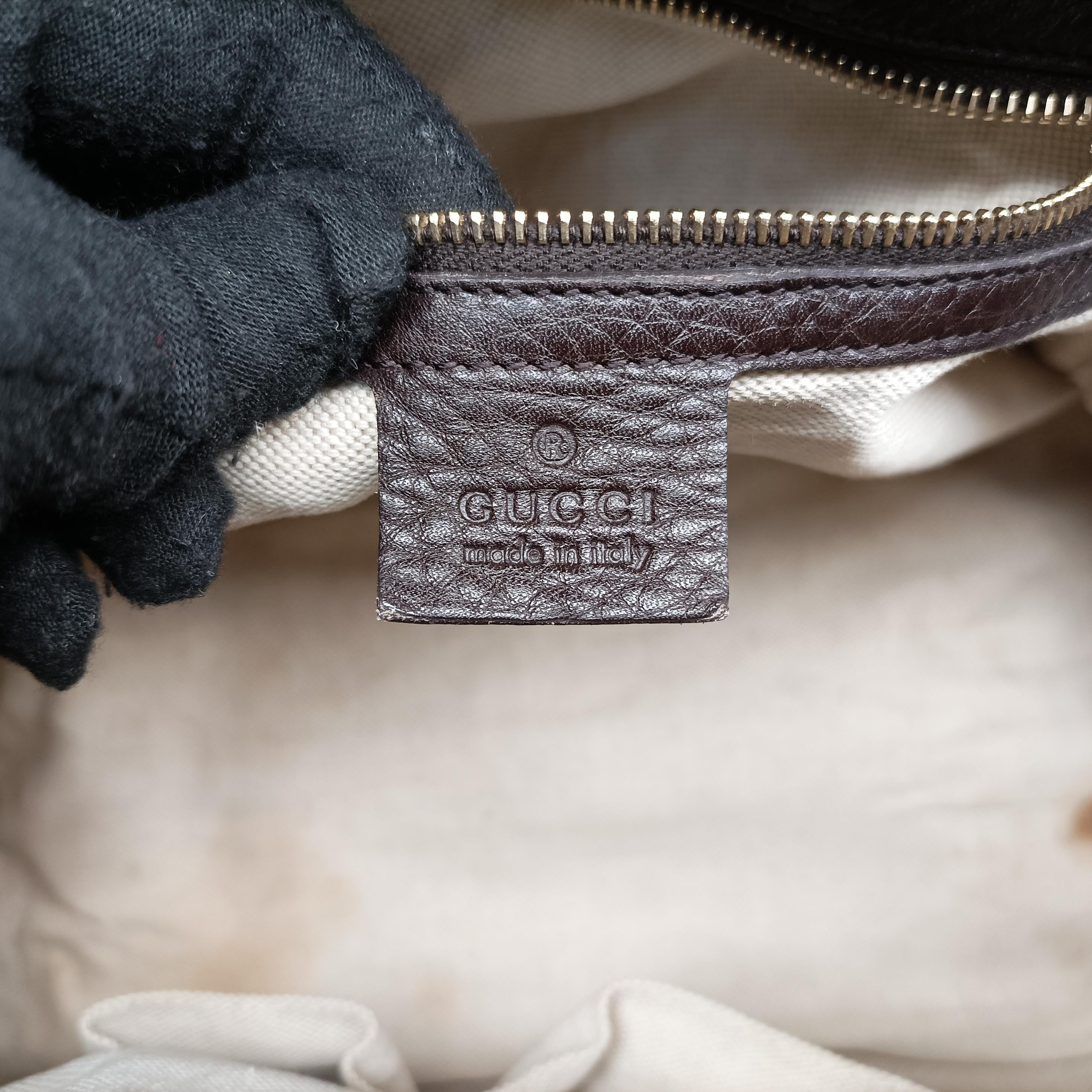 Pre-owned Gucci Sherry Line Brown leather 247205 handbag | stylenewstar