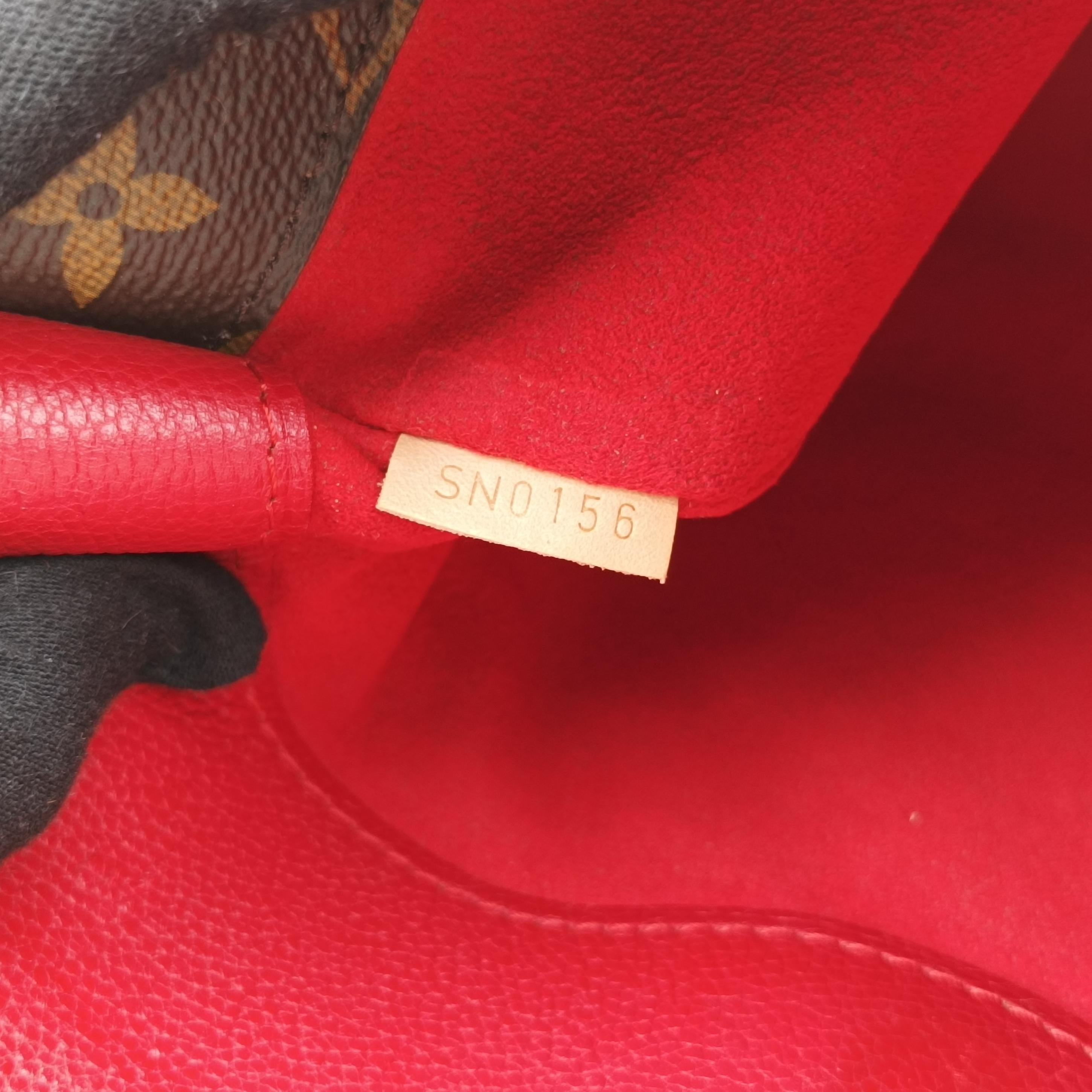Pre-owned Louis Vuitton PALLAS brown×CERISE Monogram Canvas×calf leather M41175 shoulderbag | stylenewstar