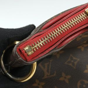 Pre-owned Louis Vuitton PALLAS brown×CERISE Monogram Canvas×calf leather M41175 shoulderbag | stylenewstar