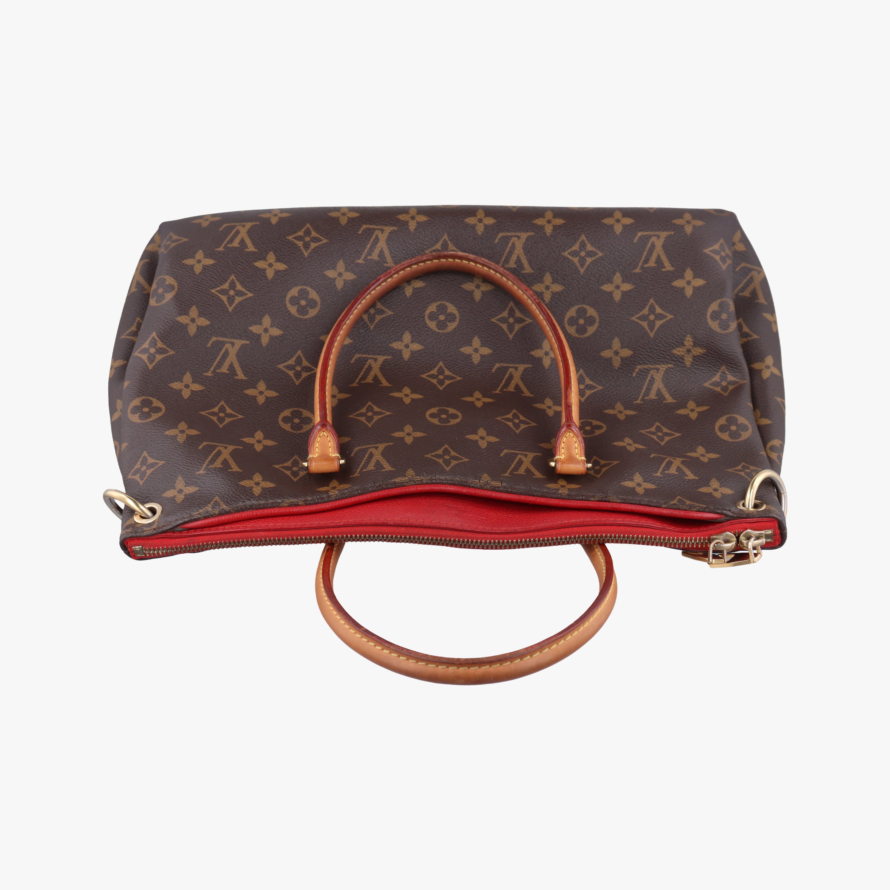 Pre-owned Louis Vuitton PALLAS brown×CERISE Monogram Canvas×calf leather M41175 shoulderbag | stylenewstar
