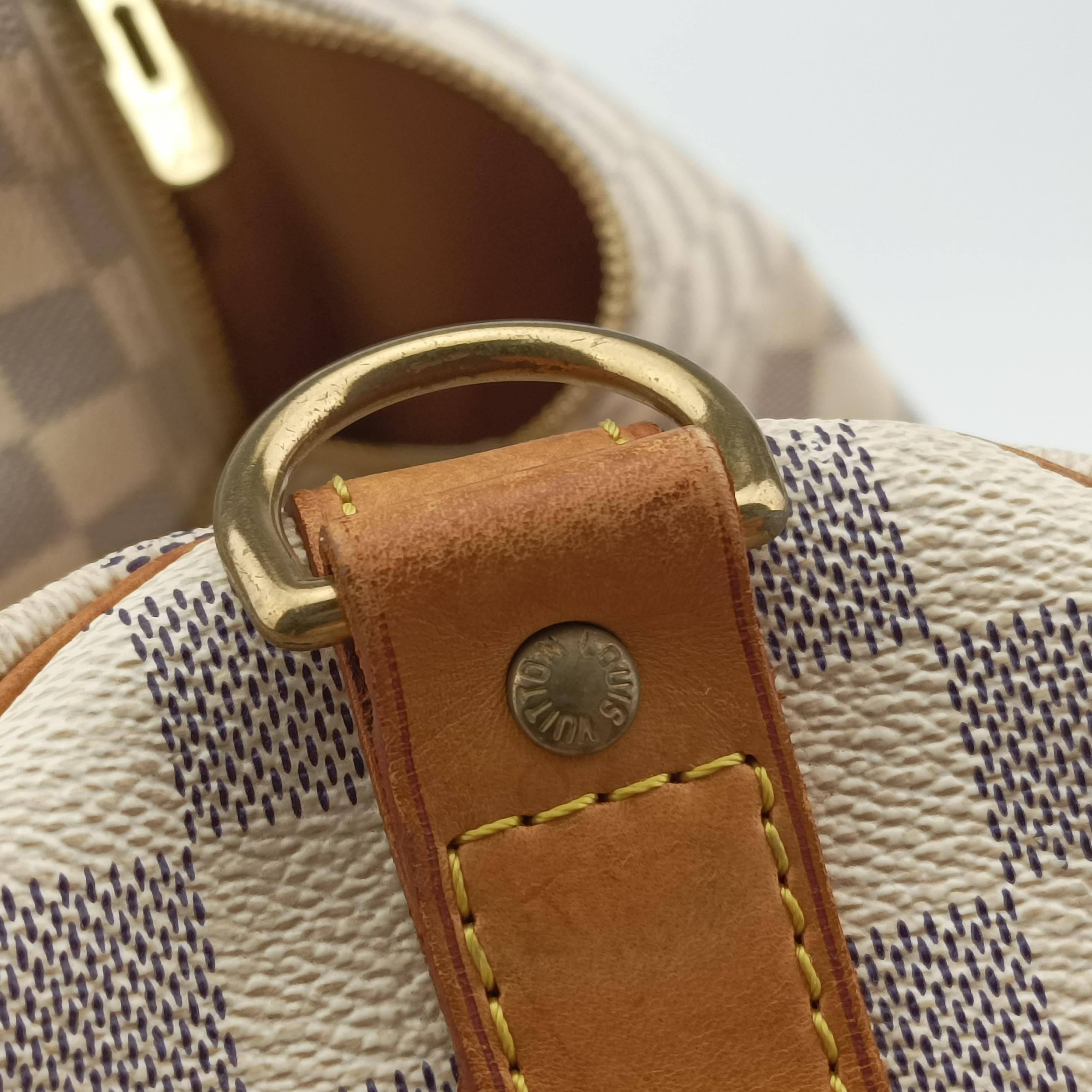 Pre-owned Louis Vuitton Keepall Bandouliere 55 Azur Damier Canvas N41429 handbag | stylenewstar