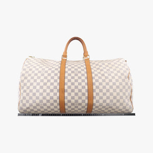 Pre-owned Louis Vuitton Keepall Bandouliere 55 Azur Damier Canvas N41429 handbag | stylenewstar