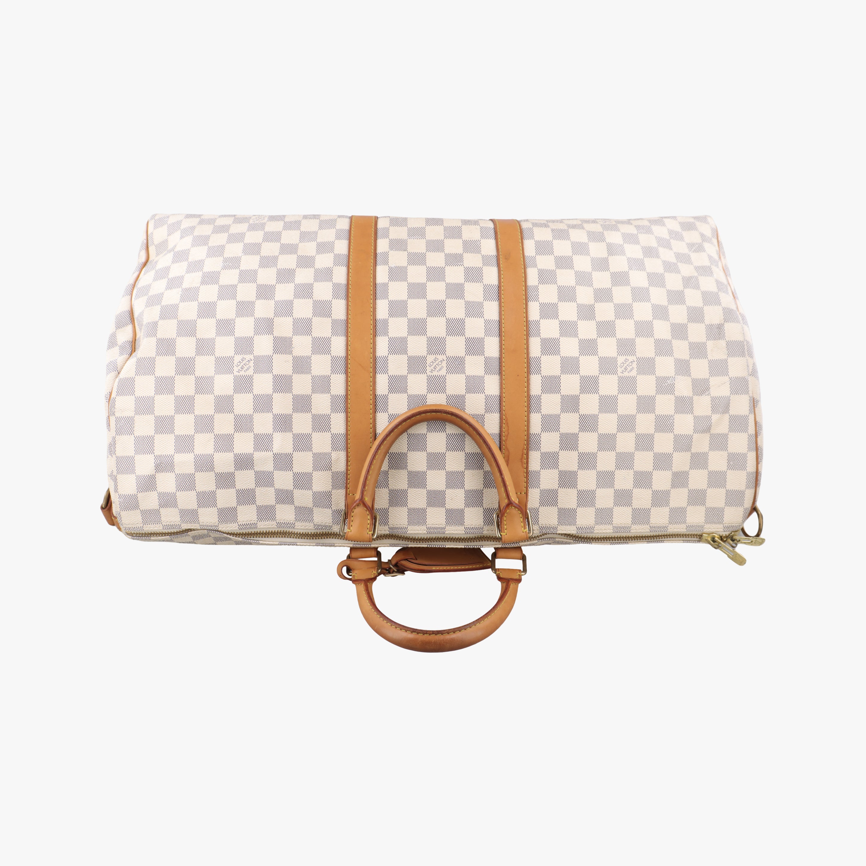 Pre-owned Louis Vuitton Keepall Bandouliere 55 Azur Damier Canvas N41429 handbag | stylenewstar