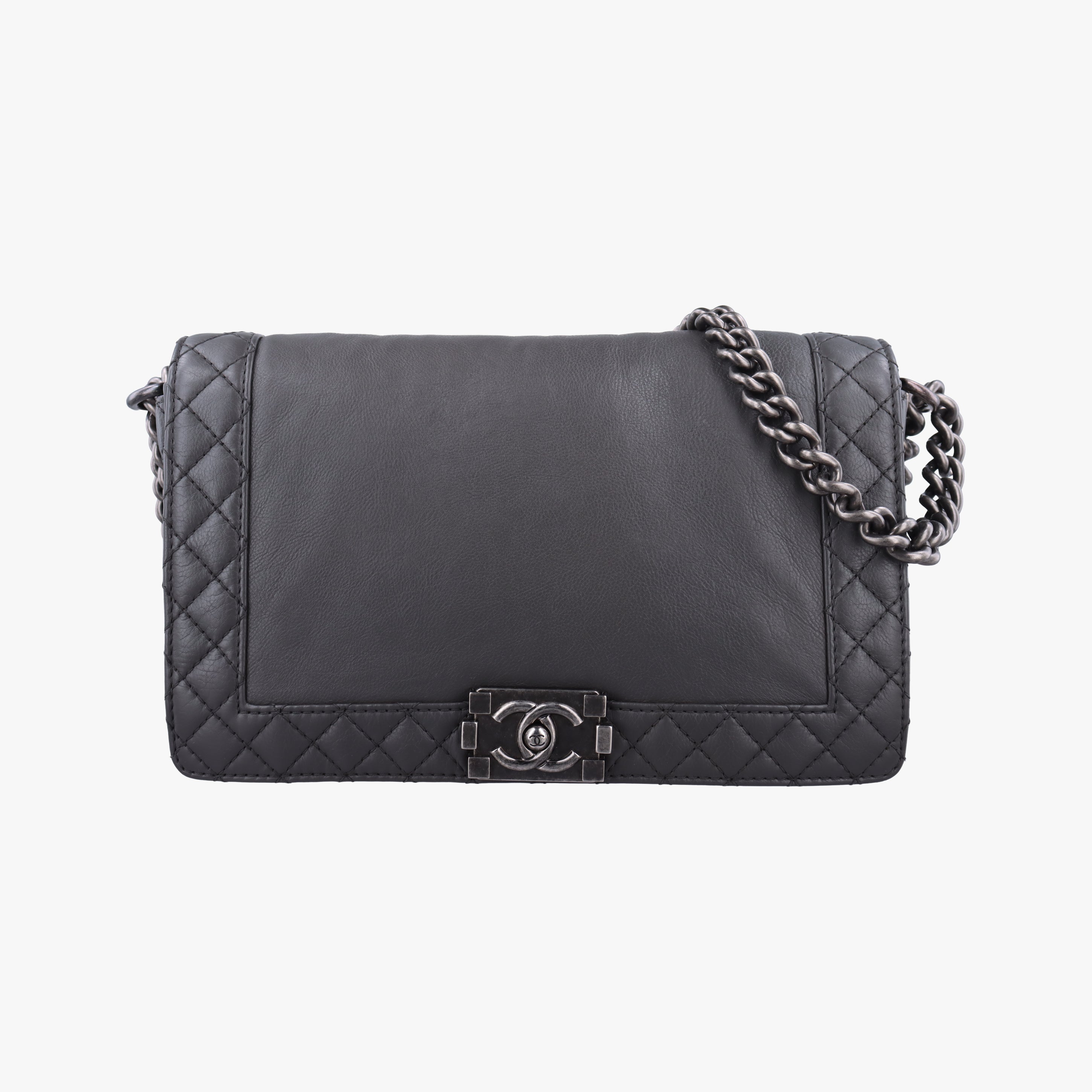 Pre-owned Chanel BOY CHANEL Grey leather A67948 shoulderbag | stylenewstar