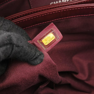 Pre-owned Chanel Mademoiselle Bowling Burgundy Patent A50561 handbag | stylenewstar