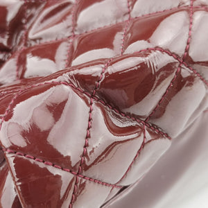 Pre-owned Chanel Mademoiselle Bowling Burgundy Patent A50561 handbag | stylenewstar