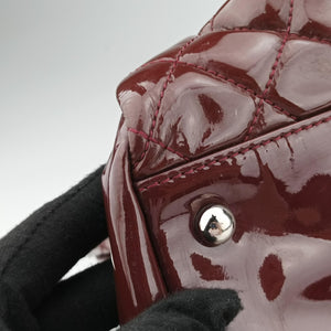 Pre-owned Chanel Mademoiselle Bowling Burgundy Patent A50561 handbag | stylenewstar
