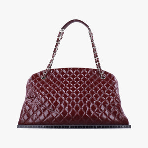 Pre-owned Chanel Mademoiselle Bowling Burgundy Patent A50561 handbag | stylenewstar