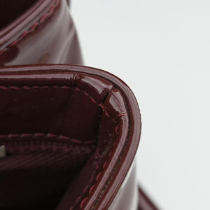 Pre-owned Chanel Mademoiselle Bowling Burgundy Patent A50561 handbag | stylenewstar