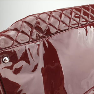 Pre-owned Chanel Mademoiselle Bowling Burgundy Patent A50561 handbag | stylenewstar
