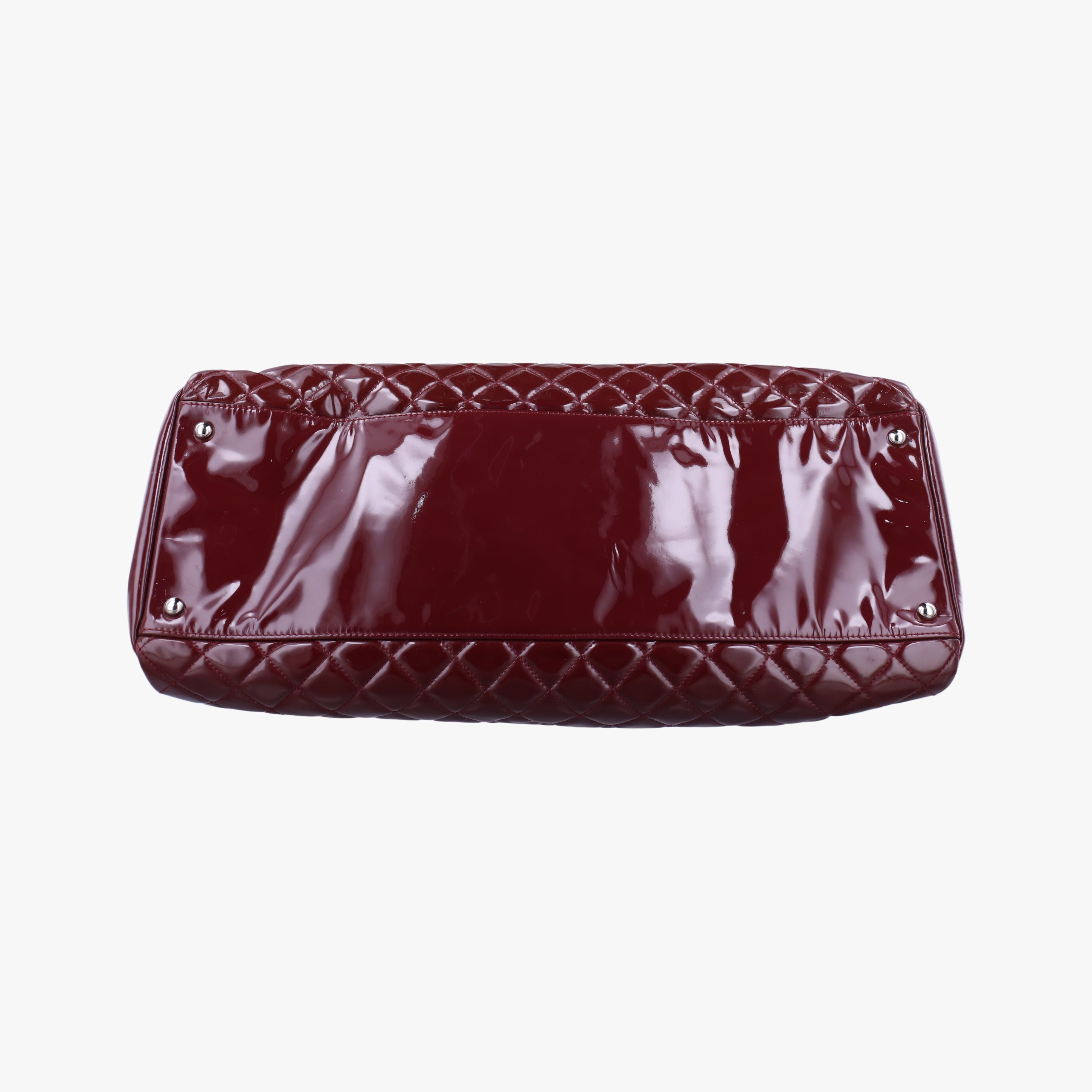 Pre-owned Chanel Mademoiselle Bowling Burgundy Patent A50561 handbag | stylenewstar