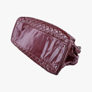 Pre-owned Chanel Mademoiselle Bowling Burgundy Patent A50561 handbag | stylenewstar