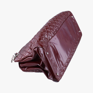 Pre-owned Chanel Mademoiselle Bowling Burgundy Patent A50561 handbag | stylenewstar