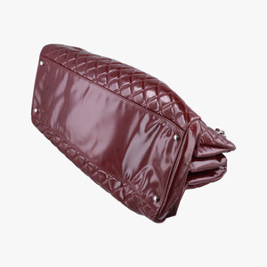 Pre-owned Chanel Mademoiselle Bowling Burgundy Patent A50561 handbag | stylenewstar