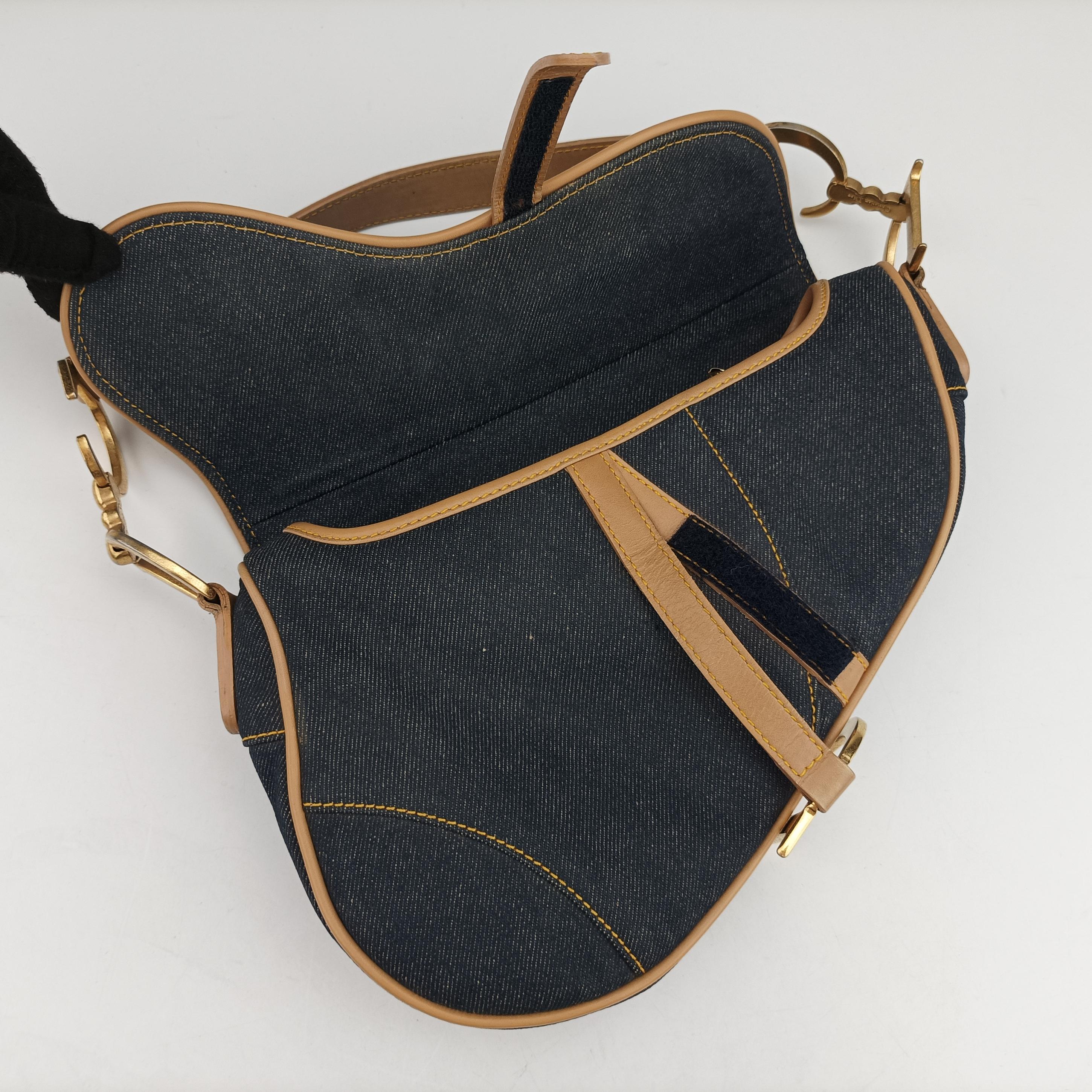 Vintage Christian Dior Saddlebags Blue Denim  handbag | stylenewstar