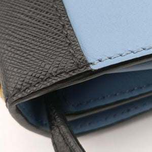 Pre-owned Prada City Calf Astrology Cahier ブルー×ブラック Saffiano leather×Leather  shoulderbag | stylenewstar