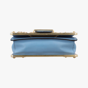 Pre-owned Prada City Calf Astrology Cahier ブルー×ブラック Saffiano leather×Leather  shoulderbag | stylenewstar