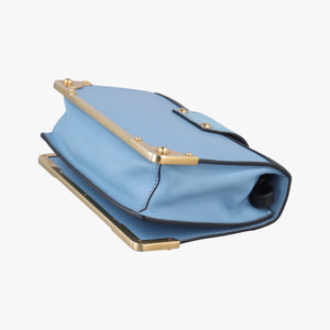 Pre-owned Prada City Calf Astrology Cahier ブルー×ブラック Saffiano leather×Leather  shoulderbag | stylenewstar