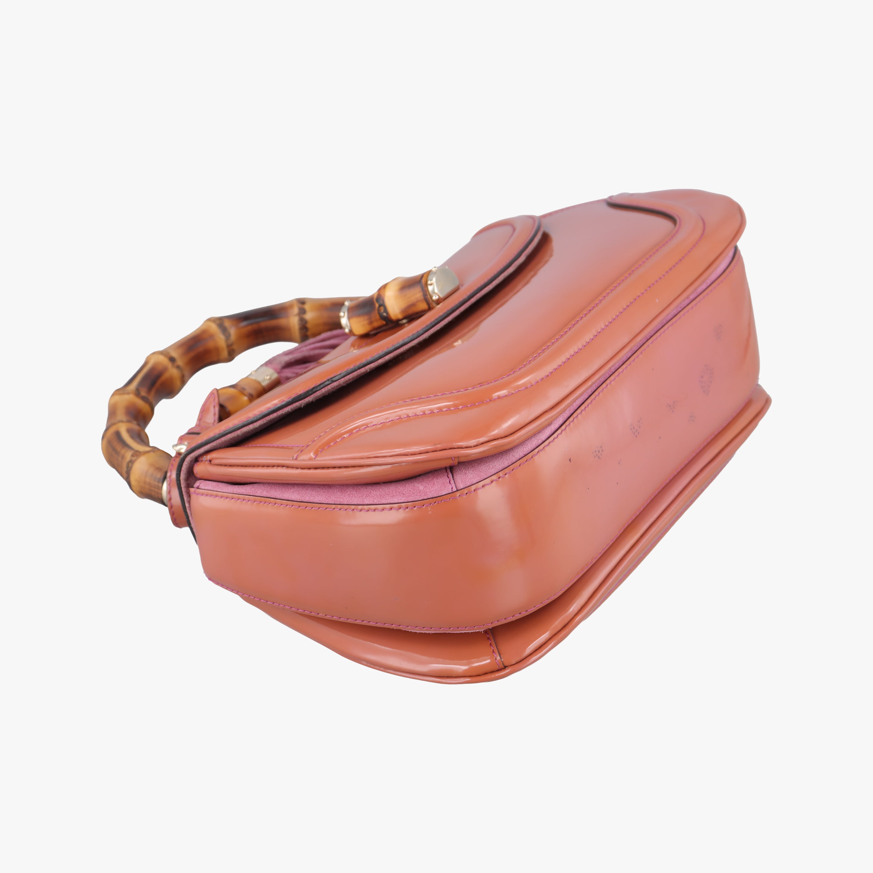 Pre-owned Gucci New Bamboo Orange Patent 254884 handbag | stylenewstar