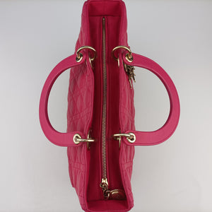 Pre-owned Christian Dior Lady Dior Rose lambskin  shoulderbag | stylenewstar