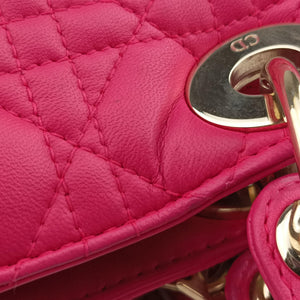 Pre-owned Christian Dior Lady Dior Rose lambskin  shoulderbag | stylenewstar