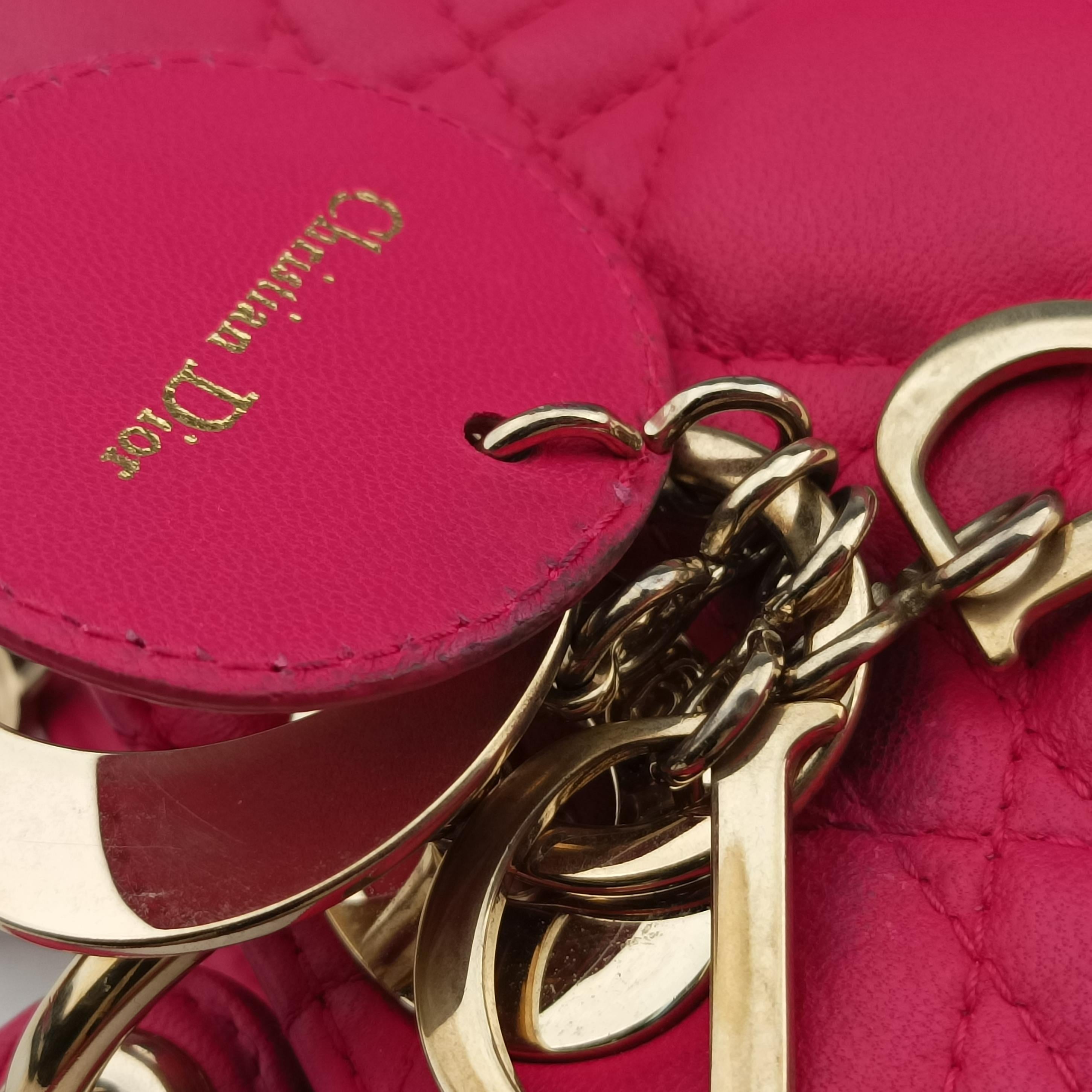 Pre-owned Christian Dior Lady Dior Rose lambskin  shoulderbag | stylenewstar