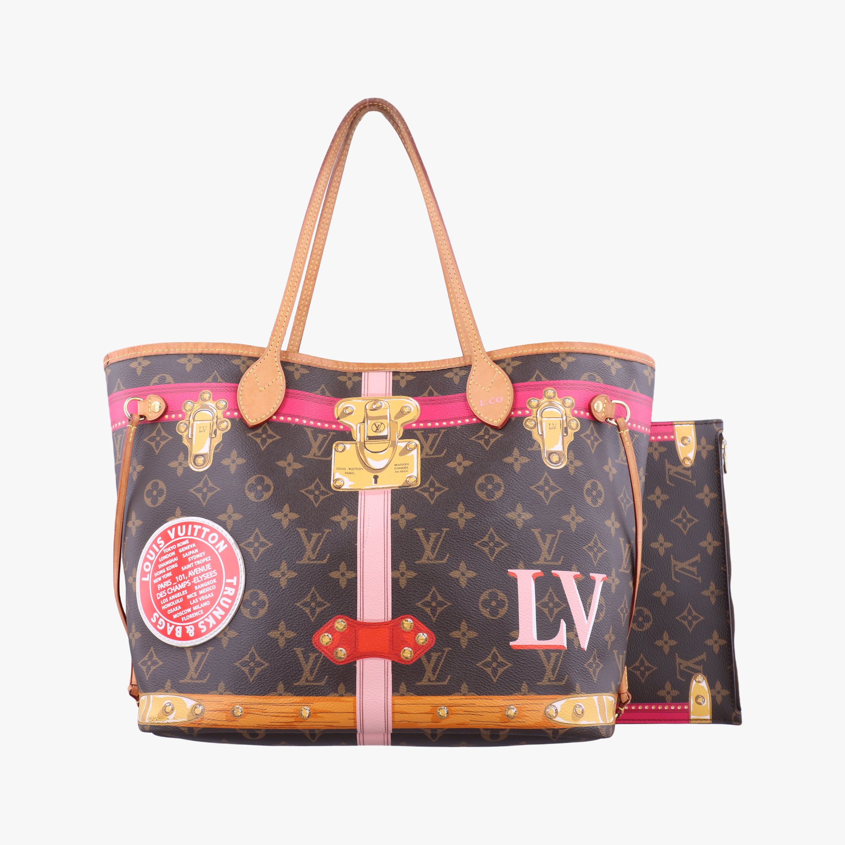 Pre-owned Louis Vuitton Neverfull MM Summer Trunk brown×Multicolor Monogram Canvas M41390 shoulderbag | stylenewstar