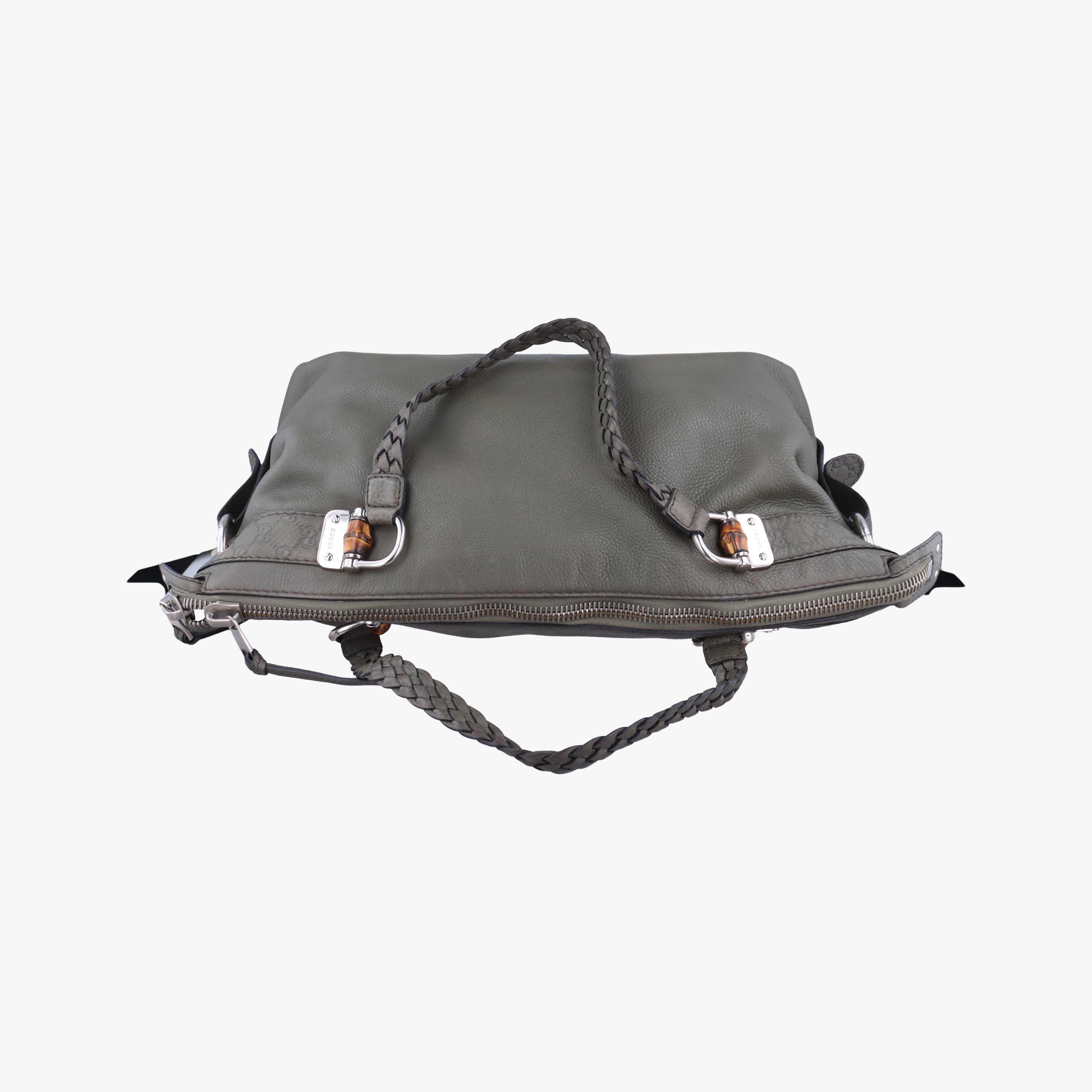 Pre-owned Gucci Medium Bamboo Green Leather 232959 handbag | stylenewstar