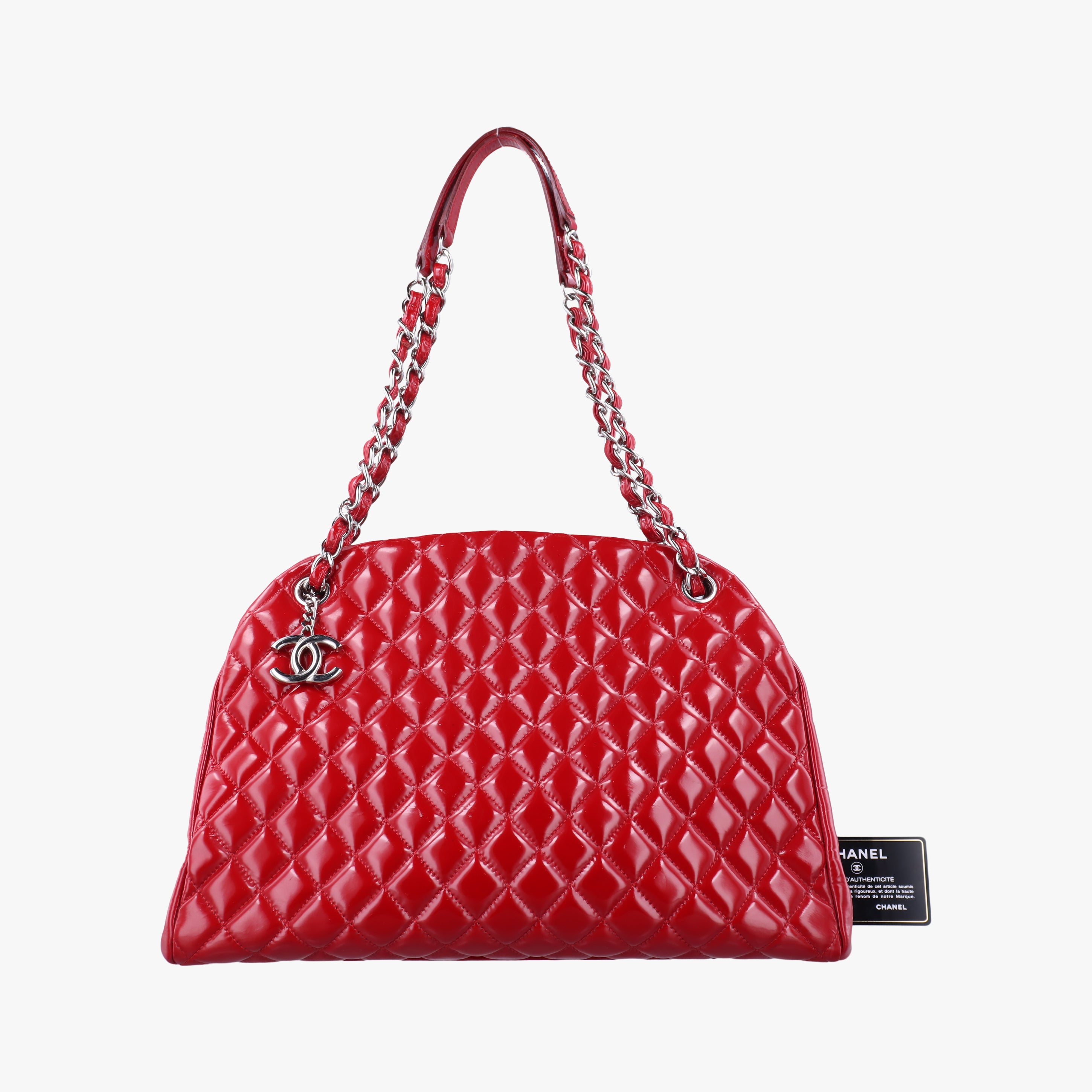 Pre-owned Chanel Mademoiselle Bowling Red Patent A50558 handbag | stylenewstar