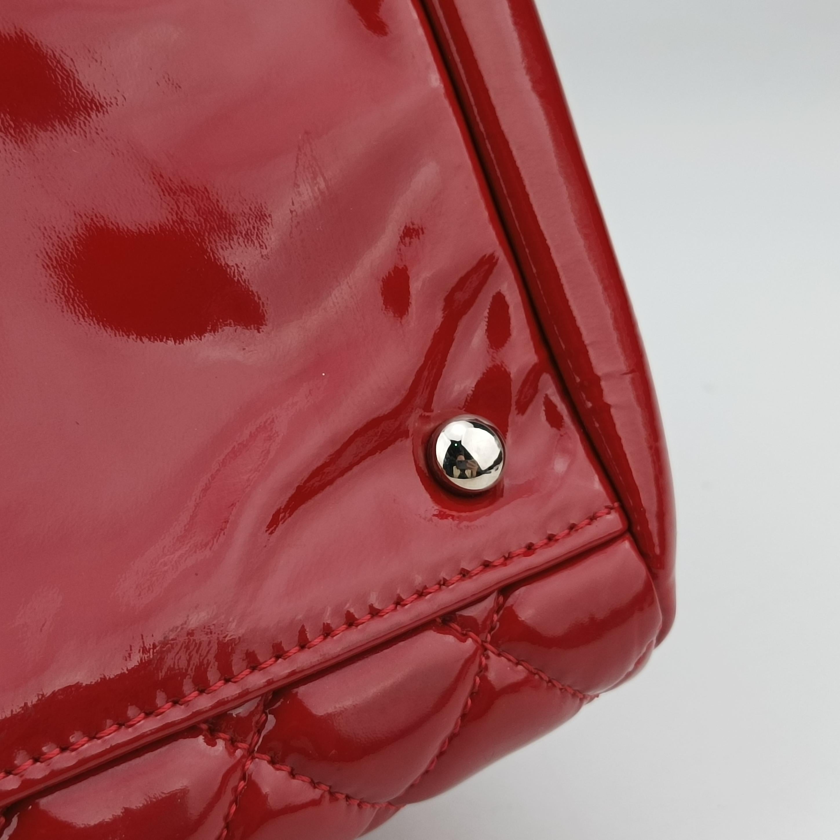 Pre-owned Chanel Mademoiselle Bowling Red Patent A50558 handbag | stylenewstar