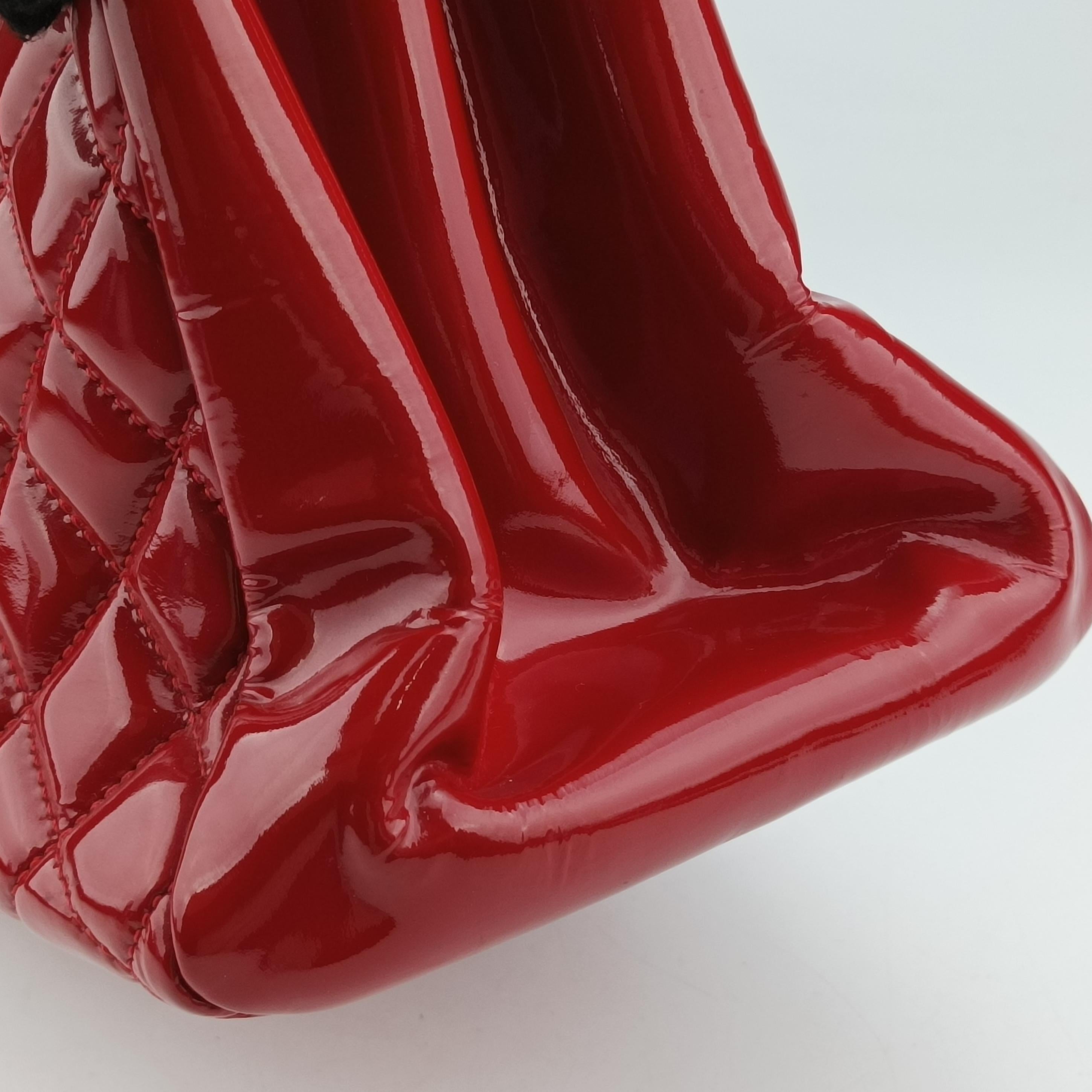 Pre-owned Chanel Mademoiselle Bowling Red Patent A50558 handbag | stylenewstar