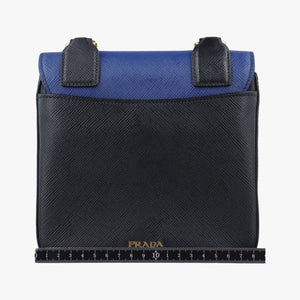 Pre-owned Prada Bicolor Saffiano Cuir Flap Blue x Black Leather×SAFFIANO Leather  shoulderbag | stylenewstar