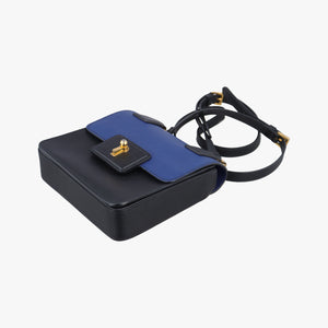 Pre-owned Prada Bicolor Saffiano Cuir Flap Blue x Black Leather×SAFFIANO Leather  shoulderbag | stylenewstar