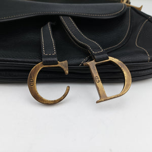 Pre-owned Christian Dior Saddle Black Leather  handbag | stylenewstar