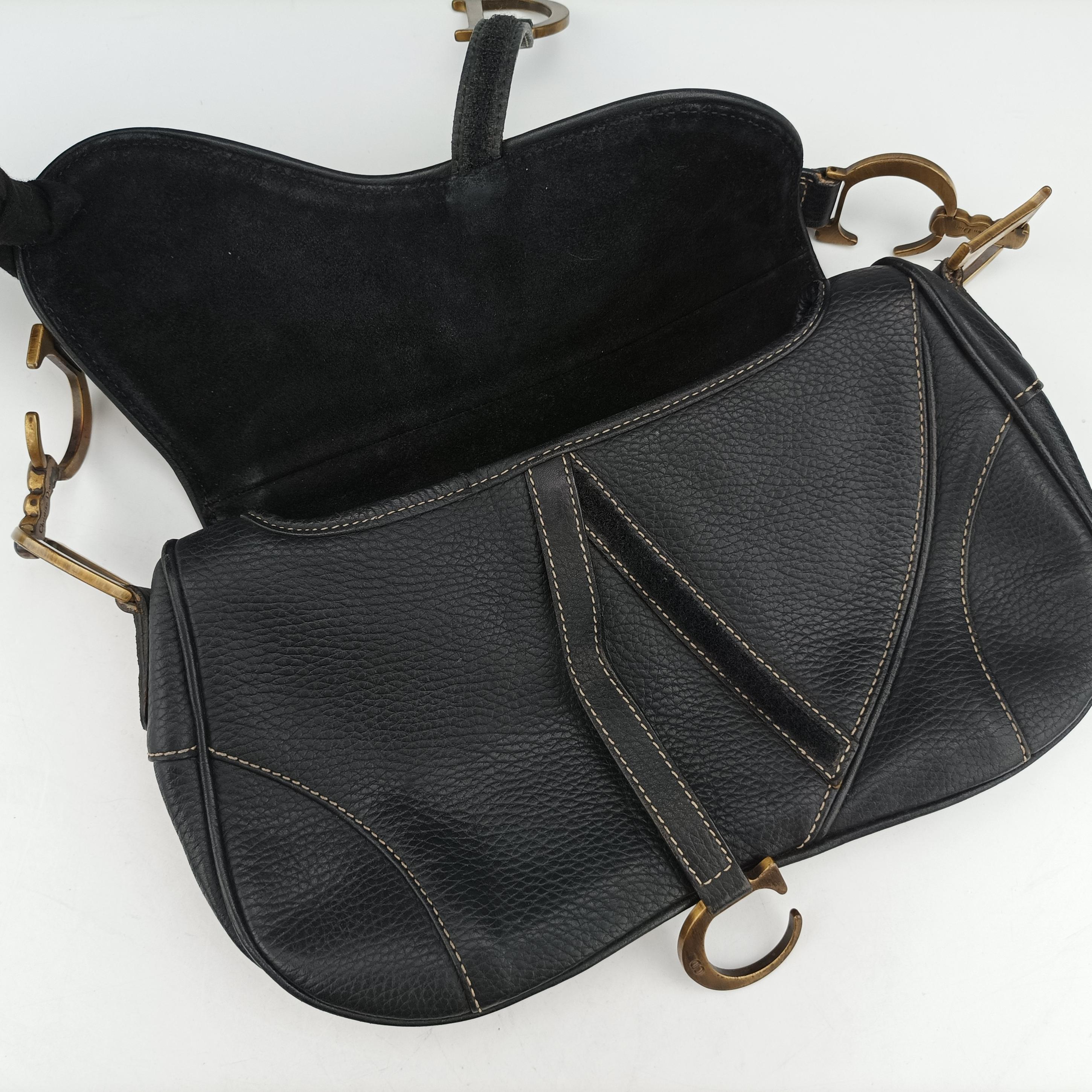 Pre-owned Christian Dior Saddle Black Leather  handbag | stylenewstar