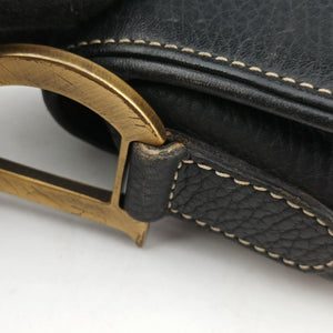 Pre-owned Christian Dior Saddle Black Leather  handbag | stylenewstar